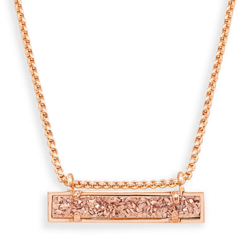 KS Leanor Rose Gold Necklace In Rose Gold Druzy